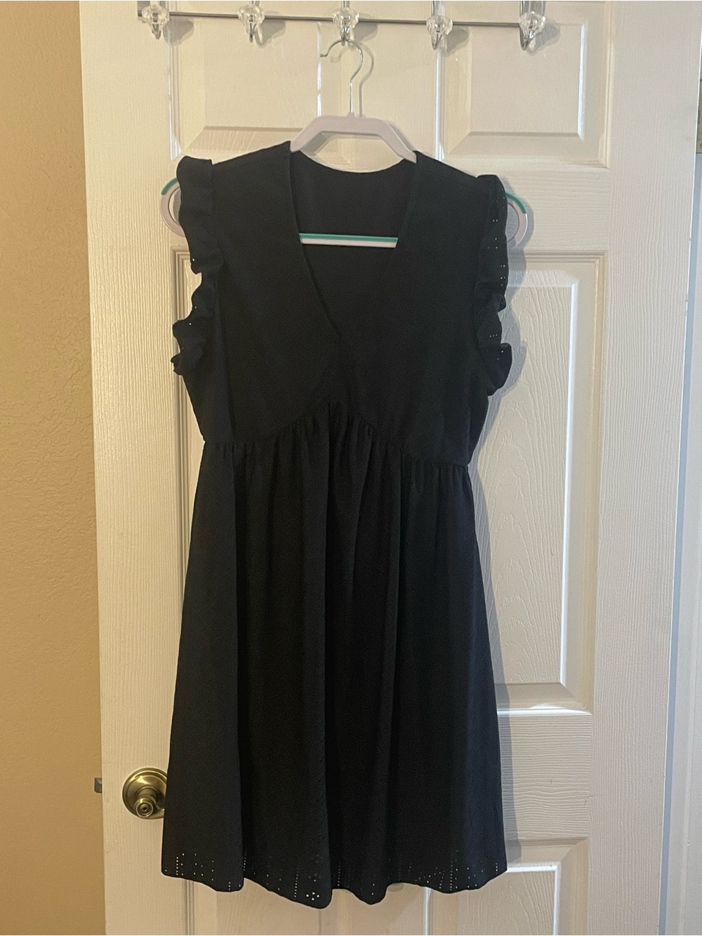 Women Black Ruffle Sleeve Dress